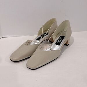 Stuart Weitzman Tubex Oyster Sparkle Lame Rhinestone Trim Shoes Size 8